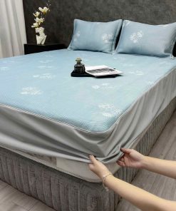 Bộ ga gối lạnh Icemax Xanh Hoa Hồng