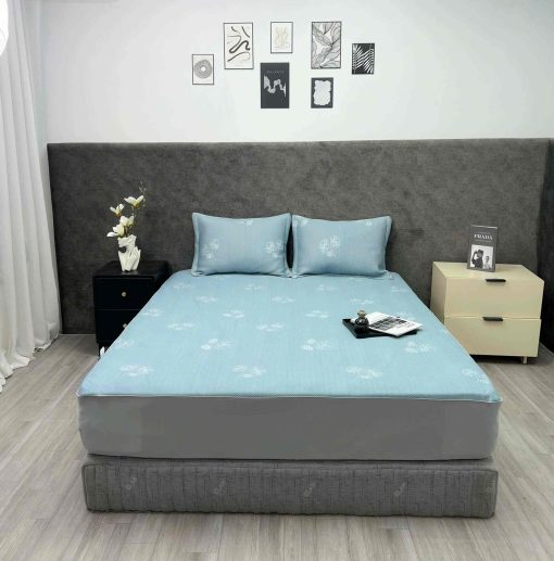 Bộ ga gối lạnh Icemax Xanh Hoa Hồng