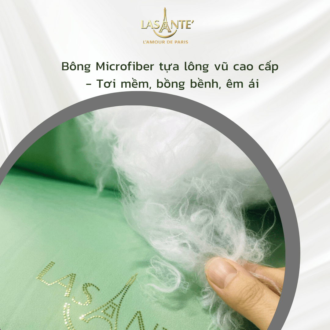 Gối Green Pearl bông Microfiber cao cấp - Lasante 6 Gối Green Pearl - Lasante