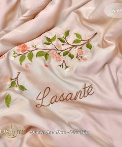 Bộ chăn ga Lasante Queen - Anh Đào Nâu Sữa 4 Anh Dao Nau Sua 1 min compressed