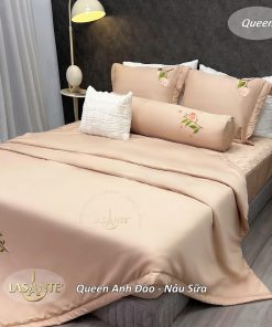 Bộ chăn ga Lasante Queen - Anh Đào Nâu Sữa 1 Anh Dao Nau Sua 3 min