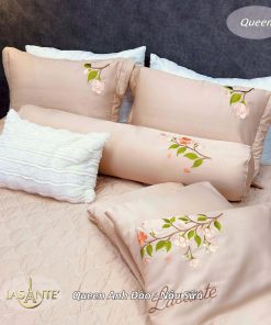Bộ chăn ga Lasante Queen - Anh Đào Nâu Sữa 2 Anh Dao Nau Sua 5 min compressed