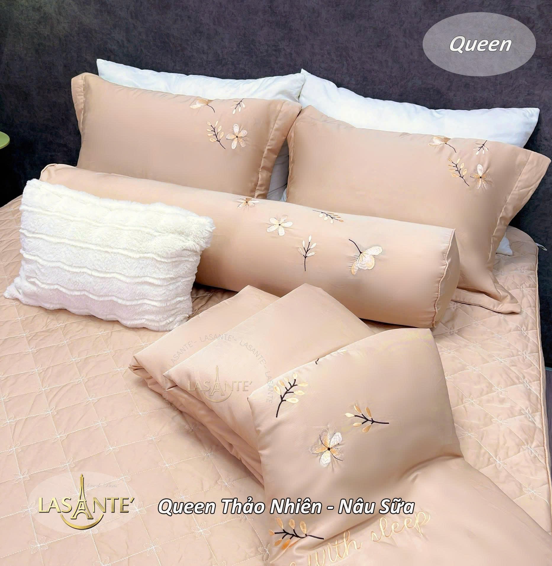 Bộ chăn ga Lasante Queen - Thảo Nhiên Nâu Sữa 5 Lasante Queen - Thảo Nhiên Nâu Sữa