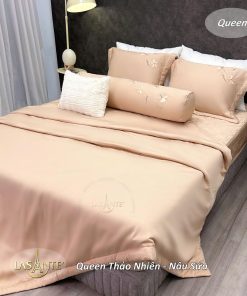 Bộ chăn ga Lasante Queen - Thảo Nhiên Nâu Sữa 1 Lasante Queen - Thảo Nhiên Nâu Sữa