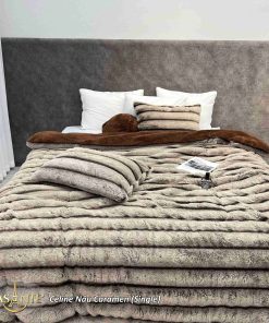 Chăn lông cáo Celine Nâu Caramen - chăn đông 3 lớp cao cấp kích thước 2m x 2m3 2 Chăn lông cáo Celine - Lasante
