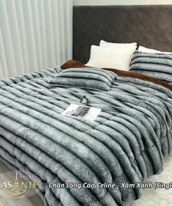 Chăn lông cáo Celine Xám Xanh - chăn đông 3 lớp cao cấp kích thước 2m x 2m3 1 Chăn lông cáo Celine - Lasante