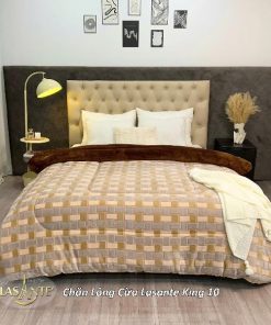 Chăn Lông Cừu Lasante King 10 - Họa tiết ô chữ nhật hiện đại, trẻ trung