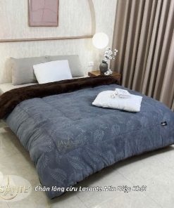 Chăn lông cừu Lasante Min Diệp Khói – Chăn lông cừu Lasante 3 lớp giữ nhiệt.