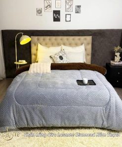 Chăn lông cừu Lasante Diamond Xám Thạch (Mẫu mới 2025) - Không xù lông, an toàn cho da nhạy cảm