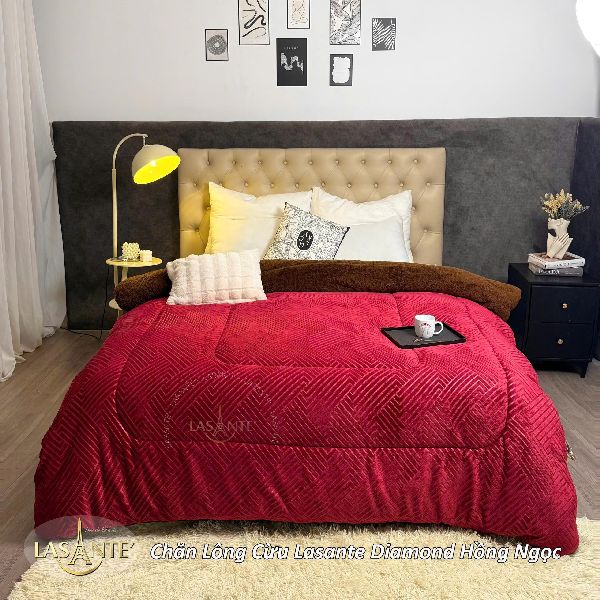 Chăn lông cừu Lasante Diamond Hồng Ngọc (Mẫu mới 2025)  – Lựa chọn đẳng cấp cho mùa đông