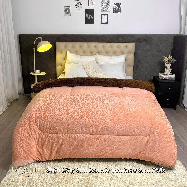 Chăn lông cừu Lasante Min Rose Cam Phấn (Mẫu mới 2025) - Chăn mùa đông Quốc dân
