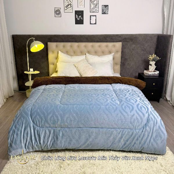 Chăn lông cừu Lasante Min Thủy Vân Xanh Ngọc (Mẫu mới 2025) - Ấm áp mùa đông