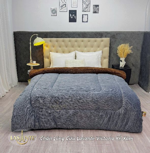 Chăn lông cừu Lasante Victoria Kẻ Xám - Phong cách tối giản và tinh tế