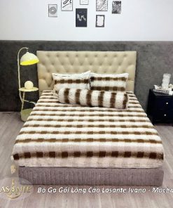 Bộ ga gối Lông cáo Ivano – Sang trọng, tinh tế và đồng điệu hoàn hảo cùng chăn Ivano 2 Mocha
