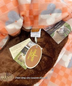 Chăn Lông Cừu Lasante King 06 - Sắc cam rực rỡ kết hợp họa tiết mới lạ, trẻ trung 4 Chăn lông cừu king