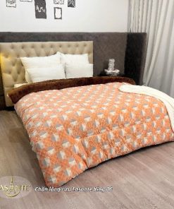 Chăn Lông Cừu Lasante King 06 - Sắc cam rực rỡ kết hợp họa tiết mới lạ, trẻ trung 1 Chăn lông cừu king
