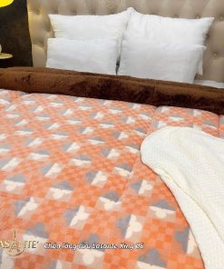 Chăn Lông Cừu Lasante King 06 - Sắc cam rực rỡ kết hợp họa tiết mới lạ, trẻ trung 2 Chăn lông cừu king