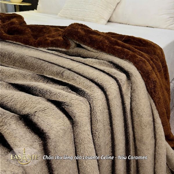Nâu Caramen chăn thu lông cáo celine