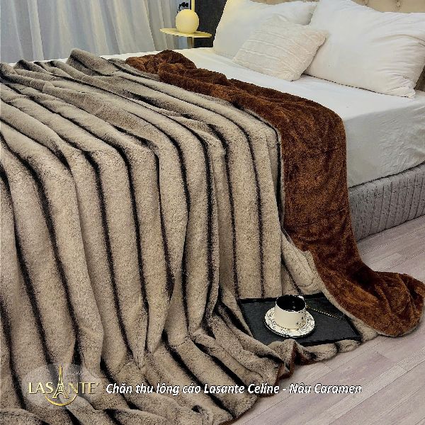Nâu Caramen chăn thu lông cáo celine