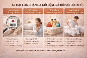 hàng giả ngành chăn ga gối đệm